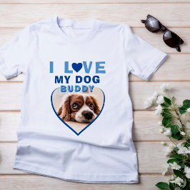 I kärlek mitt Hund Blue Heart Photo Pet Namn T Shirt