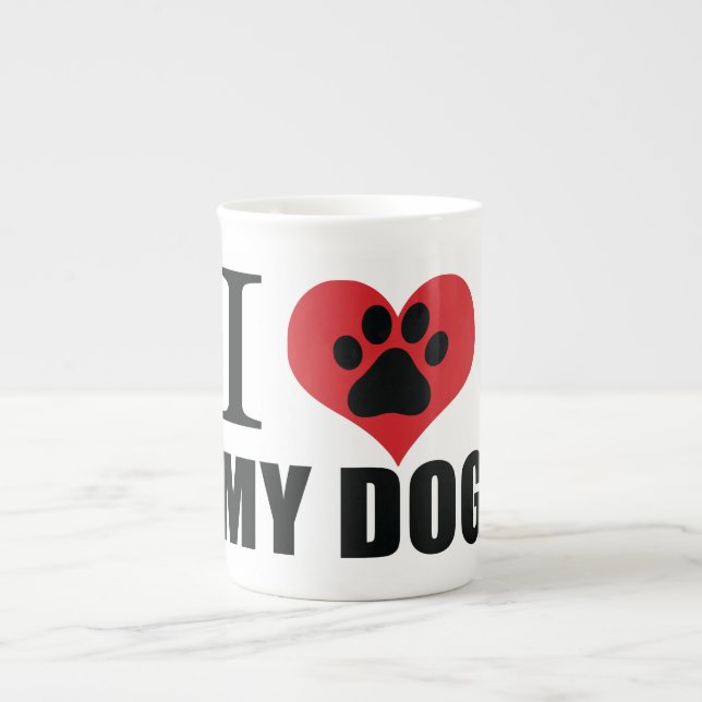 I kärlek mitt hund dekorativ kudde benporslin mugg (Framsidan)