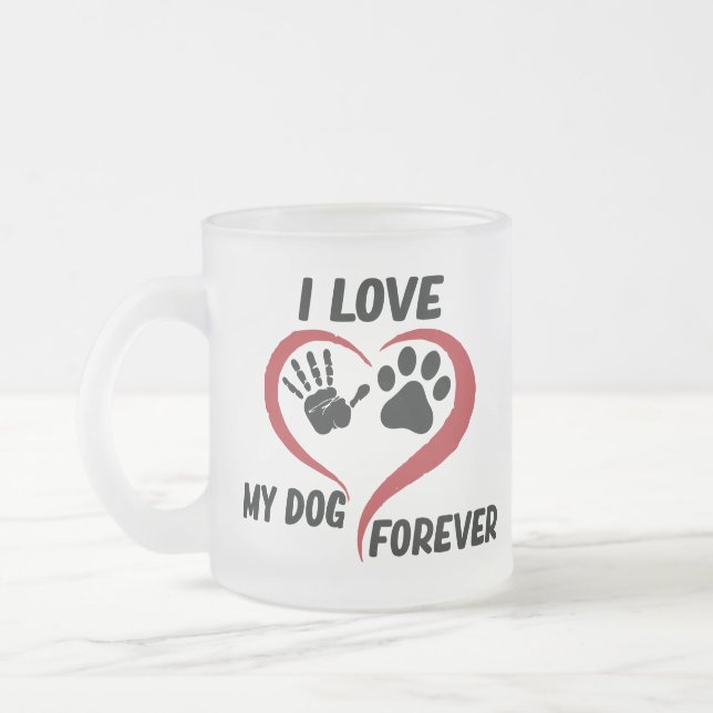 I kärlek mitt hund dekorativ kudde frostad glasmugg (Vänster)