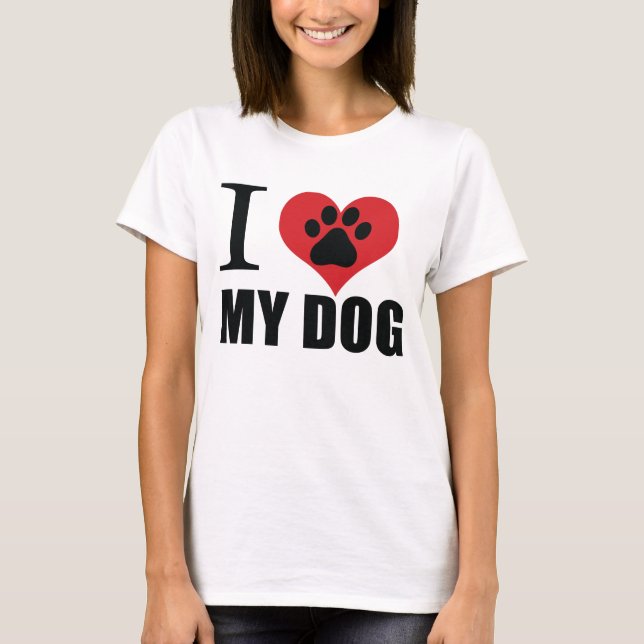 I kärlek mitt hund dekorativ kudde t shirt (Framsida)