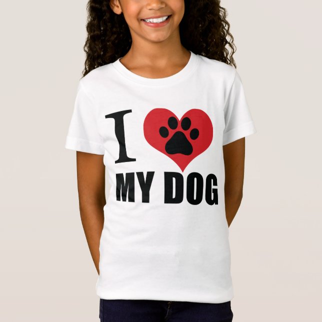 I kärlek mitt hund dekorativ kudde t shirt (Framsida)