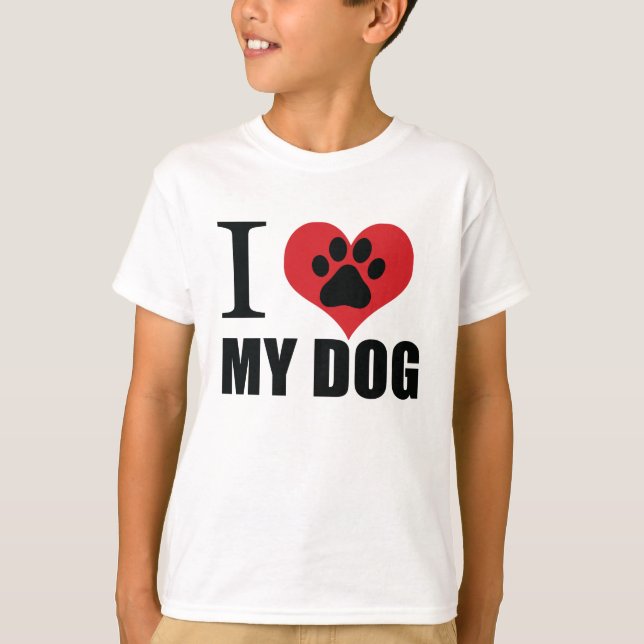 I kärlek mitt hund dekorativ kudde t shirt (Framsida)