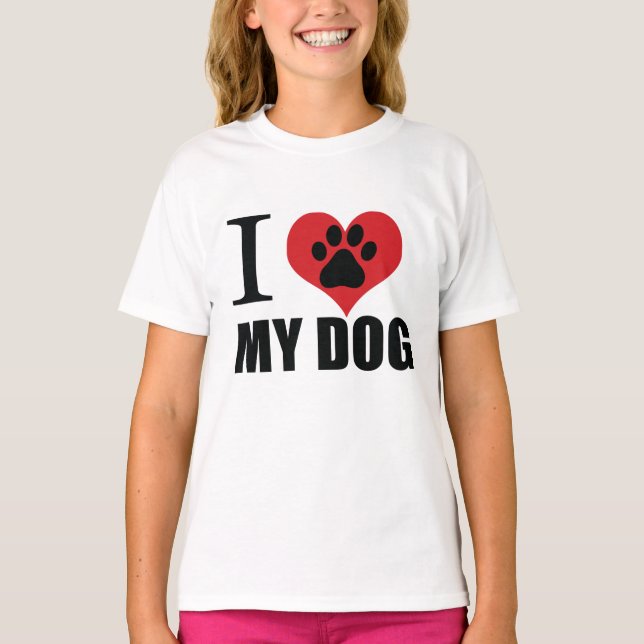 I kärlek mitt hund dekorativ kudde t shirt (Framsida)