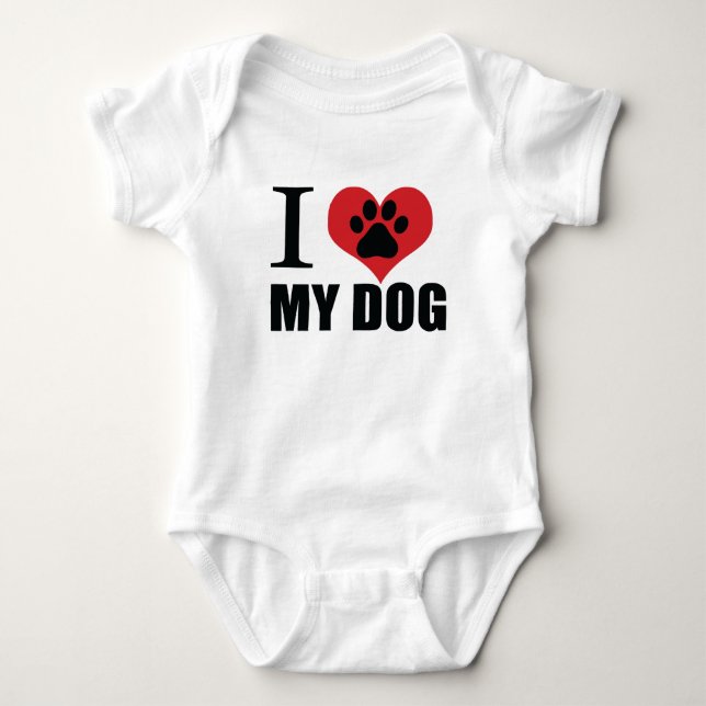 I kärlek mitt hund dekorativ kudde t shirt (Framsida)