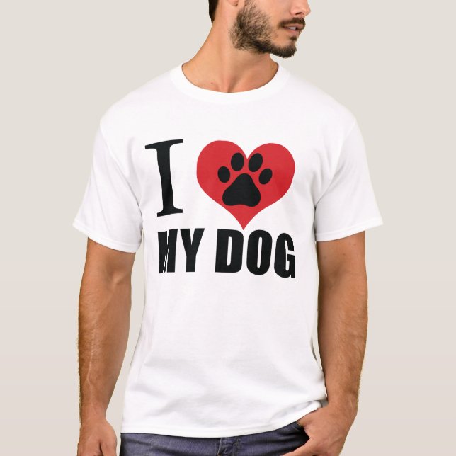 I kärlek mitt hund dekorativ kudde t shirt (Framsida)