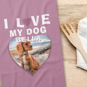 I kärlek mitt Hund Heart Pet Namn Photo Kökshandduk