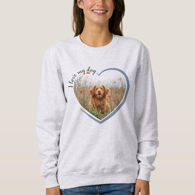 I Kärlek, mitt Hund Heart Photo Long Sleleased T Shirt (Framsida)
