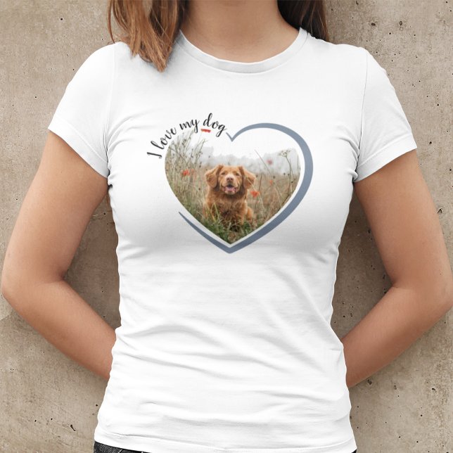 I Kärlek mitt Hund Hjärtfoto T-Shirt (Skapare uppladdad)