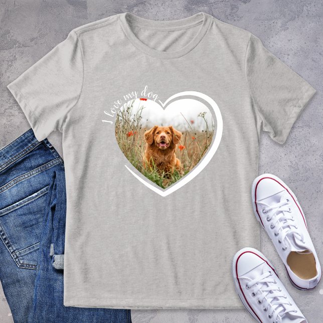 I Kärlek mitt Hund Hjärtfoto T-Shirt (Skapare uppladdad)