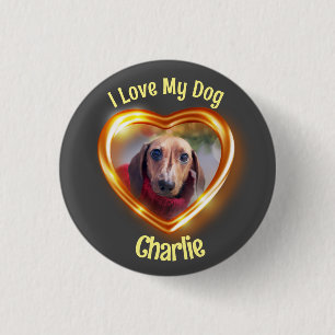 I Kärlek mitt Hund Pet Glowing Heart Knapp