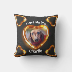 I Kärlek mitt Hund Pet Glowing Heart Kudde