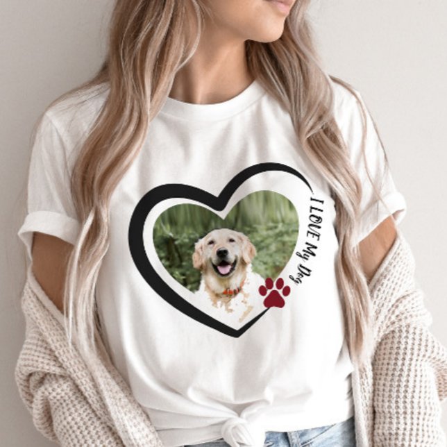 I Kärlek mitt Hund Pet Parent Heart Photo T Shirt (Skapare uppladdad)