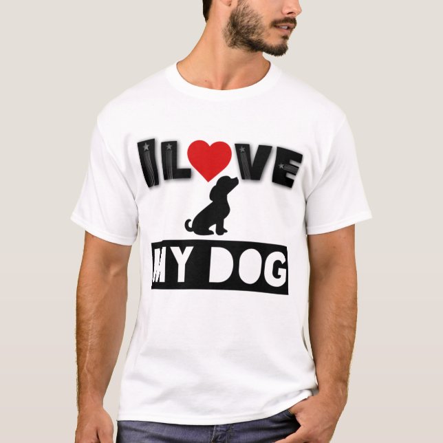 I kärlek mitt hund tröja, hund, kärlek, hund pappa t shirt (Framsida)