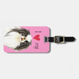 I Kärlek mitt japanska chin Bagagebricka