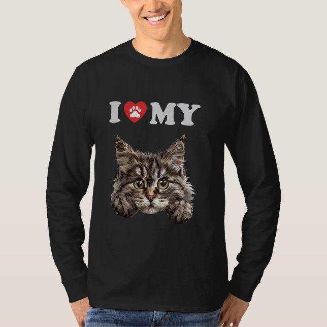 I Kärlek mitt kat Sibiian Forest Kitten Funny Cat  T Shirt (Framsida)