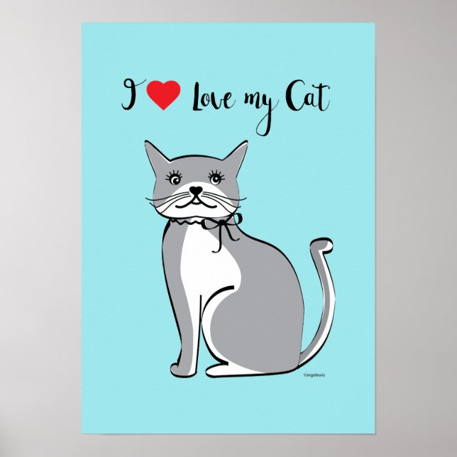 I kärlek mitt katt, Adsible, Cute, Anpassade Poster (Framsidan)