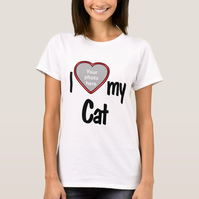 I Kärlek mitt katt - Cute Red Heart Photo Ram T Shirt (Framsida)