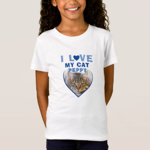 I kärlek mitt kattblåhjärtofoto Pet Namn T Shirt