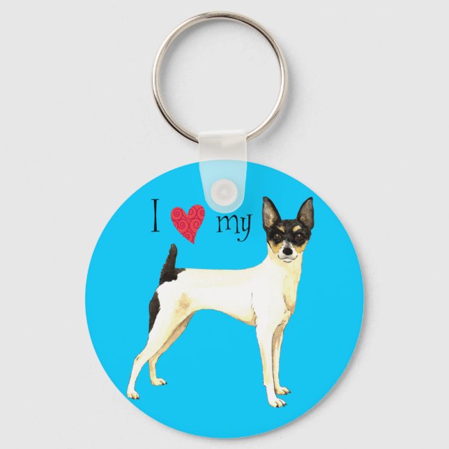 I Kärlek mitt Leksak Fox Terrier Nyckelring (Framsida)