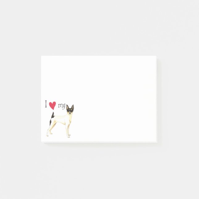 I Kärlek mitt Leksak Fox Terrier Post-it Block (Framsida)