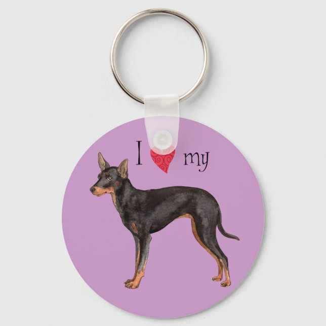 I Kärlek mitt Leksak Manchester Terrier Nyckelring (Framsida)