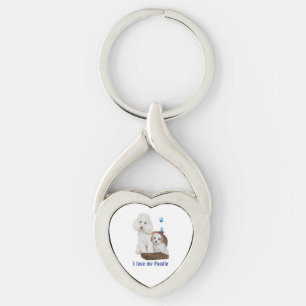 I kärlek mitt pudel twisted heart silverfärgad nyckelring