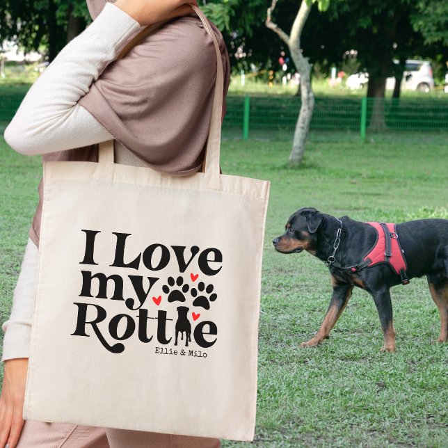 I Kärlek Mitt rottie Rottweiler-Hund anpassade nam Tygkasse (Skapare uppladdad)