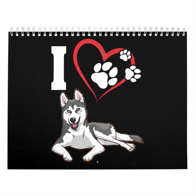 I kärlek mitt siberian husky hund | Hem-dekanter Kalender (Omslag)