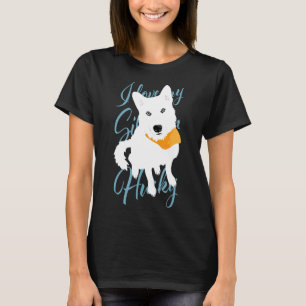I kärlek mitt Siberian husky vita snö hund med blå T Shirt