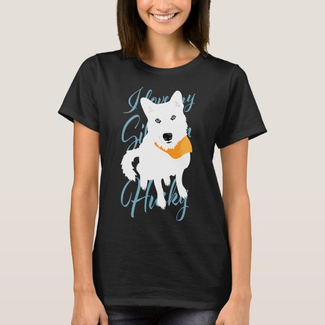I kärlek mitt Siberian husky vita snö hund med blå T Shirt (Framsida)