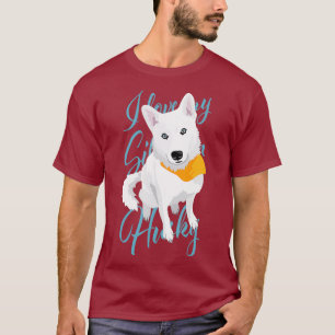 I kärlek mitt Siberian husky-vita snö hund med T Shirt