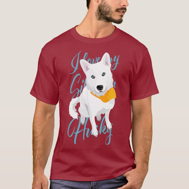 I kärlek mitt Siberian husky-vita snö hund med T Shirt (Framsida)