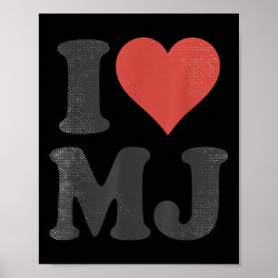 I Kärlek Mj Vintage Fläkt Merch Red Heart Initiale Poster
