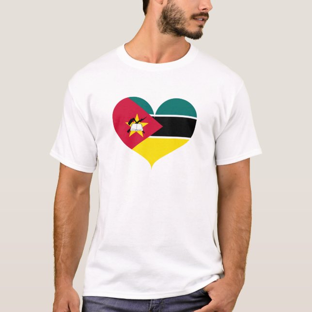 I Kärlek Moçambique Flagga T Shirt (Framsida)