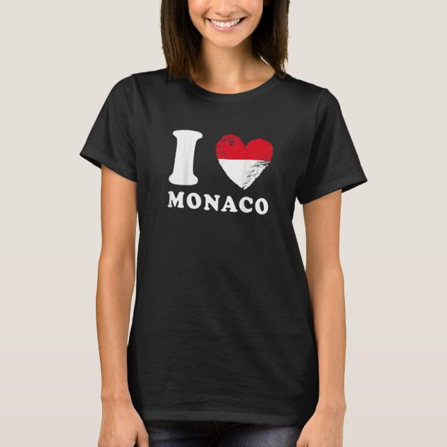 I Kärlek Monaco Drapeau en forme de coeur Monaco T Shirt (Framsida)