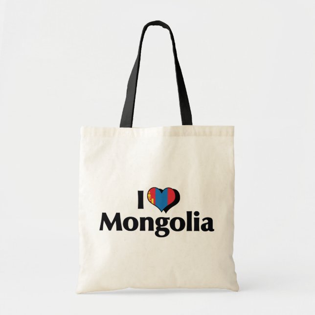 I Kärlek Mongoliet Flagga Tygkasse (Framsidan)
