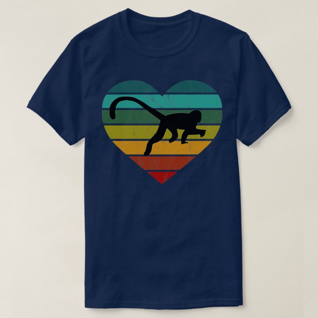 I Kärlek Monkey Gibbons Lemurs Retro Heart T Shirt (Design framsida)