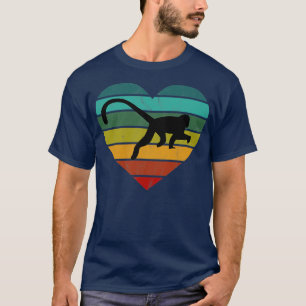 I Kärlek Monkey Gibbons Lemurs Retro Heart T Shirt
