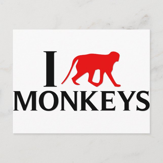 I Kärlek Monkey Vykort (Framsida)