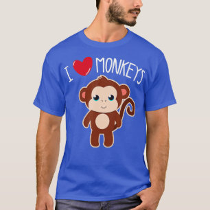 I KÄRLEK MONKEYS Funny Monkey Älskare Heart Cute A T Shirt