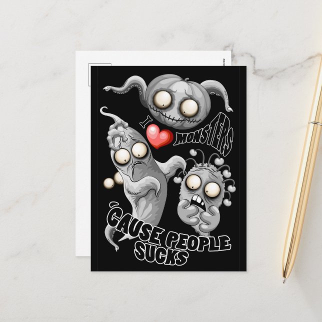 I Kärlek-monster för människor suger Helg Vykort (Fram/Back In Situ)