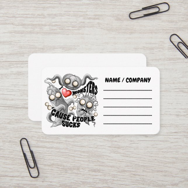 I Kärlek-monster för människor suger Visitkort (Fram/Back In Situ)