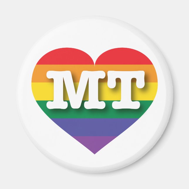 I kärlek Montana Gay pride Rainbow Heart Magnet (Framsidan)