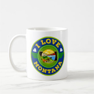 I Kärlek Montana Statlig flagga och Karta Kaffemugg