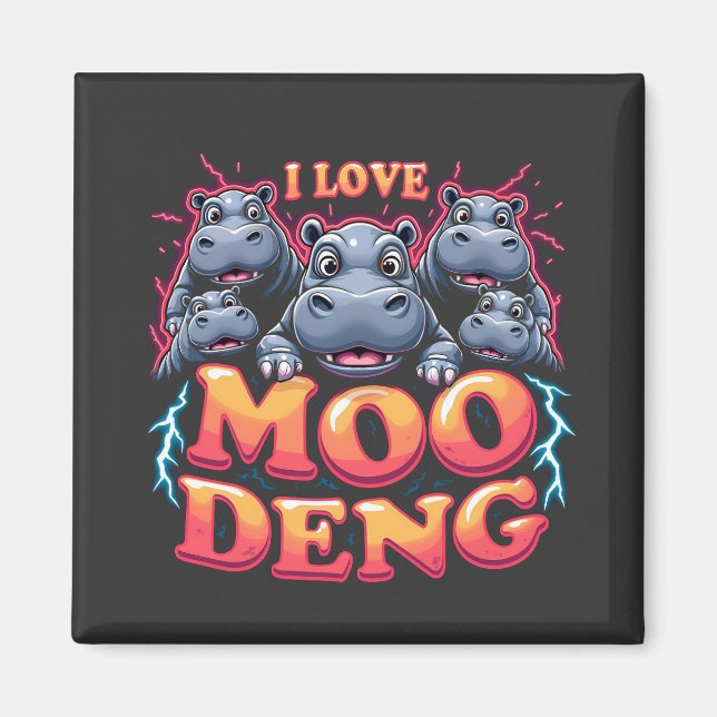 I Kärlek Moo Deng Baby Hippo Älskare Magnet (Framsidan)