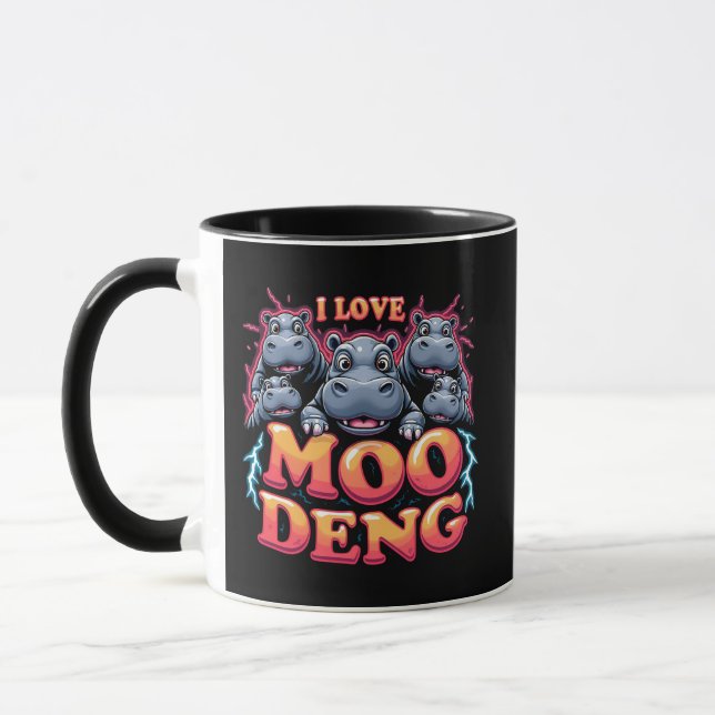 I Kärlek Moo Deng Baby Hippo Älskare Mugg (Vänster)
