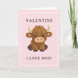 I Kärlek Moo Highland Cow Valentine Helgkort