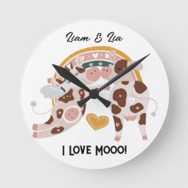 I Kärlek Mooo Cute Cow Cow, tillskansad gåva till  Rund Klocka