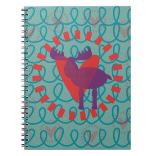 I kärlek Moose Heart Doodle Nature Älskare Design Anteckningsbok