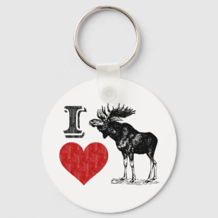 I Kärlek Moose Nyckelring